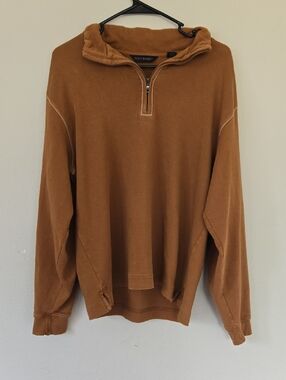 Scott Barber Men's Zip-Neck Sweater in Caramel